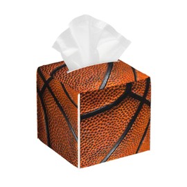 Edafol Retro Basketball Texture Tissue Box Cover Square PU Leather Waterproof Tissue Box Holder for Car Bathroom Bedroom Office Tabletop Decor
