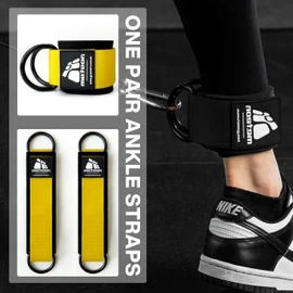 METEOR Ankle Strap Wrist Cuff for Cable Machine: Adjustable Gym Attachments for Kickback, Leg Extensions & Curls, Hip Abductors - Double D-Rings for Men & Women (1Pair)