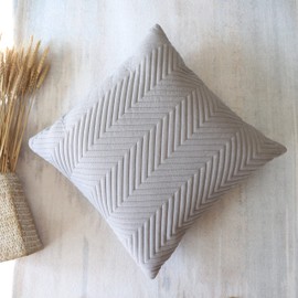 BRMM MIA Set of 2 Decorative Throw Pillow Covers Quilting Double Side Velvet Cushion Covers Pillowcase Square Cushion Covers for Living Room Sofa 45cm x 45cm (Light Grey)