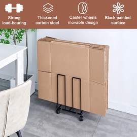 Carton Storage Rack Carton Cart, Portable Carton Stand with Wheels, Carbon Steel Carton Cart for Home Warehouse, Compact Carton Organizer (Black)