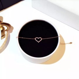 Heart 14K Rose Gold Plated Love Heart Charm Bracelet,Heart Bracelet,Rose Gold bra