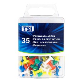 TSI Coloured Push Pins, Pack of 35