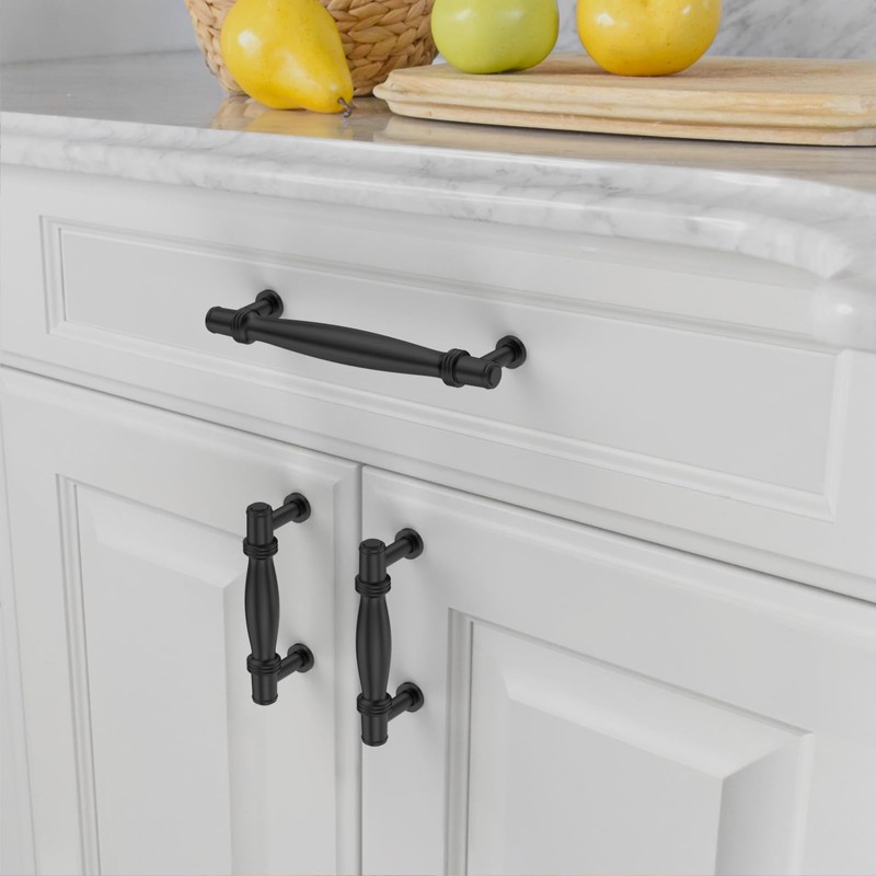 Amerdeco 10 Pack Matte Black Cabinet Pulls 5 Inch(128MM) Hole