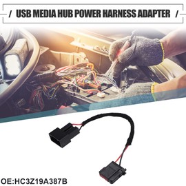 Motoforti USB Media Hub Power Harness Adapter, SYNC 2 to SYNC 3 Retrofit USB Hub Wiring Adapter, for Ford, Plastic, No.HC3Z19A387B, Black