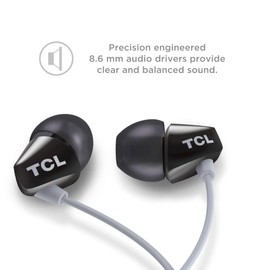 TCL SOCL100BK Socl 100 in-Ear Earbuds Wired Headphone with Passive Noise Isolation and Built-in Mic - Phantom Black