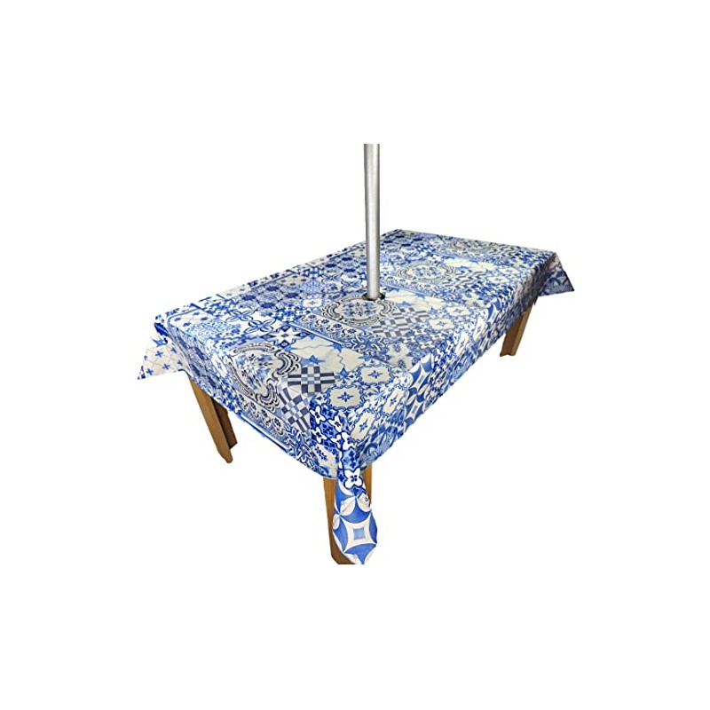 Karina Home Square Outdoor Wipe Clean Garden Tablecloth with Parasol