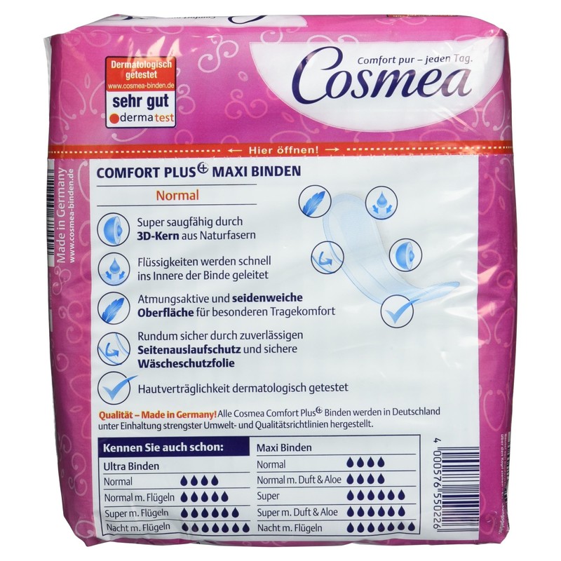 Cosmea Comfort Plus Maxi Sanitary Pads Normal Pack of 22