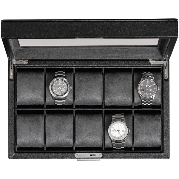 ROTHWELL 10 Slot Leather Watch Box - Luxury Watch Case