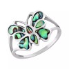 AeraVida Glowing Mystic Butterfly Rainbow Abalone Sterling Silver Ring-8