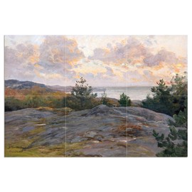 Tile Mural Landscape Spruce Trees Stones by Berndt Adolf Lindholm Kitchen Bathroom Shower Wall Backsplash Splashback 3x2 6" Ceramic, Matte