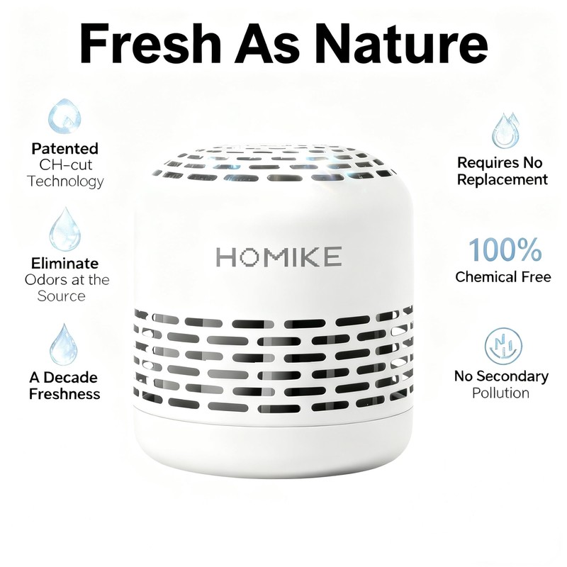 HOMIKE Refrigerator Deodorizer, Odor Eliminator,Last up to 10 Years for