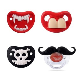 Chupetes divertidos para bebés, chupetes de bigote para bebés de 0 a 18 meses, dientes de bebé y chupete de vampiro divertido sin BPA