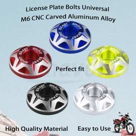Amavoler License Plate Bolts, 4 pcs Universal M6 CNC Carved Aluminum Alloy License Plate Screw Kit for Motorcycle Chopper Windshield Trim Car Tag Frame,Unique Addition to Your Bike. (Red)