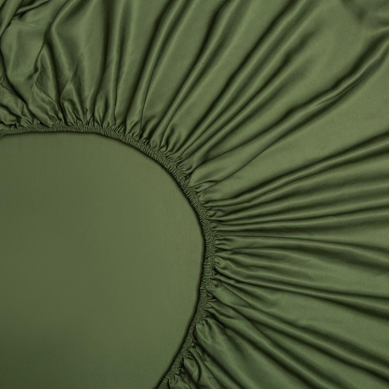 Bamboo Fitted Sheet 200 x 200 cm Green Olive Green