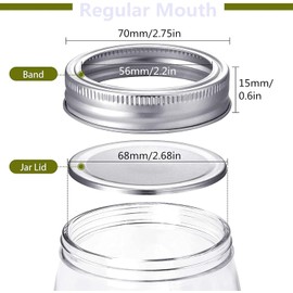 Small Mouth Can Jar Lids and Bands Set, 6Pcs Regular mouth Canning Jar Lids and Rings,Canning Lids and Rings Regular Mouth, Canning Jar Lid and Ring Regular Mouth Jar Ring Bands Set Canning Jar Lids