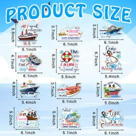 12 Pcs Funny Cruise Door Magnets Stickers Fridge Refrigerator, Summer Sea Navigation Ship Magnet Car Door Fridge Magnetic Decor Whiteboards for Cabin Party Birthday Kitchen Locker Decor,6.01 x 5 inch