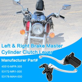 RIDLOG Left & Right Brake Master Cylinder Clutch Lever Fit for Honda Shadow VT600 VT750 VT1100 VT1300 VTX1300 VF750, Motorcycle Brake Lever OEM# 53172-MR1-000 53178-MAH-000 (Black+Silver)
