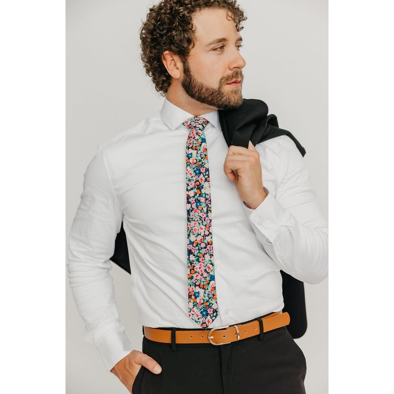 DAZI - Corbata de algodón con estampado floral para hombre,