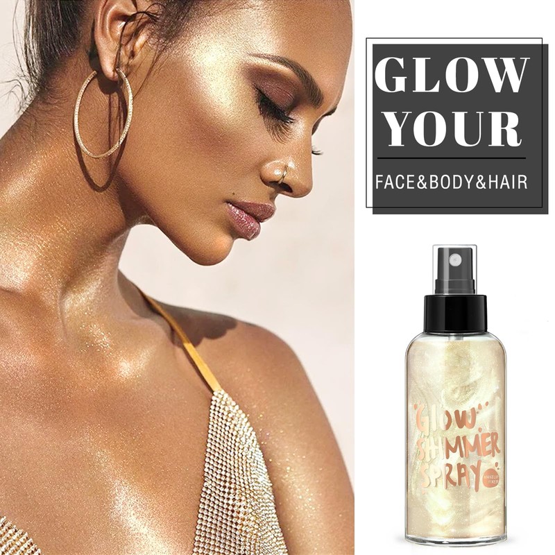 HOSAILY Body Glitter Spray - Silver Body Shimmer for Face,