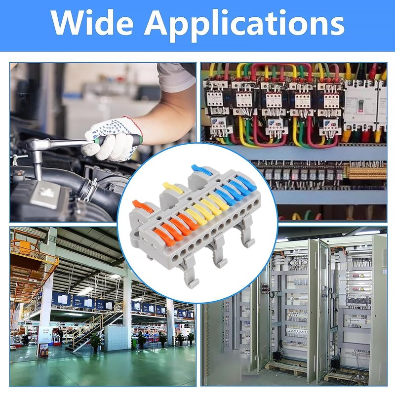5PCS DIN Rail Terminal Blocks Kit, 3 in 12 Out