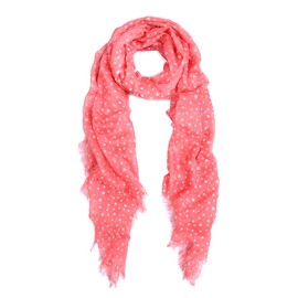 TrendsBlue Premium Long Solid Color Dolka Dot Frayed Edge Scarf, Pink