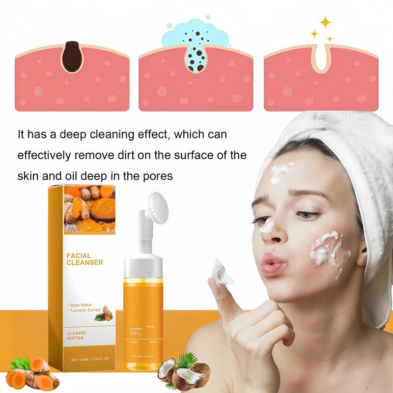 Turmeric Foaming Face Wash, Deep Cleansing Exfoliating Glow Wash Turmeric