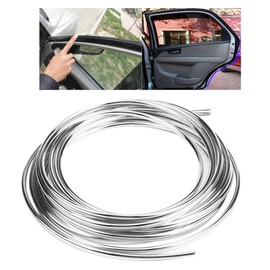 FTVOGUE Car Door Protection Strip, 6 m / 19.7 ft, Black Car Door Edge Strip, Scratch Protection, Protective Film Cover Shape for Car Door, Air Conditioning Edge, Radiator Grille Edge (Silver)