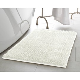 Laura Ashley Butter Chenille 17" x 24" Bath Mat, White
