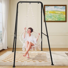 Swing Stand Only, Heavy Duty Foldable Hammock Stand, Metal Swing Stand Frame, Max Load 330lbs Portable Hammock Frame for Indoor or Outdoor, Patio, Garden, and Backyard (Hammock Chair not Included)