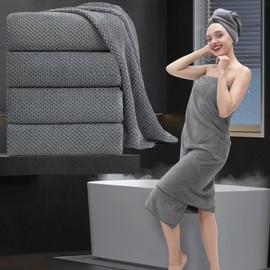 Juego de toallas de baño de 8 piezas, 2 toallas de baño de gran tamaño, 2 toallas de mano, 4 toallas de baño, suave y grande, de 600 gm, toalla de