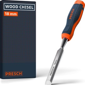 Presch Wood Chisel 18mm - Perfectly Polished for immediate use - for Professionals with 25° Angle - Robust Metal Impact Cap for Long-Lasting use - Ergonomic Handle for a Secure Hold