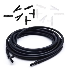 NGHEY Windshield Washer Hose Kit, 4 Meters Windshield Rubber Hose with 12 PCS Hose Connectors, Connect Car Water Pump and Nozzles for Most Car Windshield Tubing (Black)