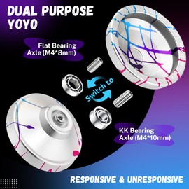 X6 Professional Yoyo for Tricks / Dual Function Responsive & Unresponsive Yoyo, Metal Yo-yo for Adults with 10 Strings + Yo yo Bag (Silver)