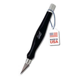 Excel Blades Fit Grip Craft Knife With #11 Ultra-Sharp Carbon Steel Angled Blade – Precision Craft Knife With Contoured Rubberized Grip For DIY, Art, Hobby, And Model Projects – Black, Made In The USA
