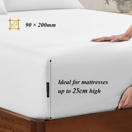 TVVCALK Fitted Sheet 90 x 200 cm, 100% Cotton Fitted Sheet, Fitted Sheet with Elasticated Edge, Jersey Fitted Sheet, Mattress Height up to 25 cm