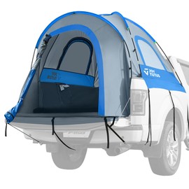 JOYTUTUS Truck Tent, Portable Truck Bed Tent with Rainfly, Truck Tent for 5.5'-5.8' with Fiberglass Pole, Waterproof PU2000mm Double Layer for 2 Person - Blue