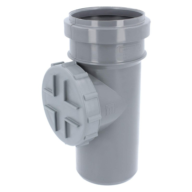 PP cleaning pipe, inspection pipe, diameter DN 75 mm, grey,