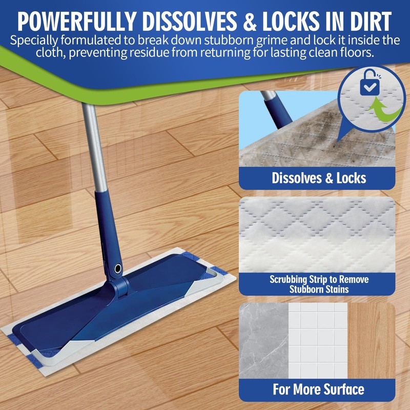 FURCIELOS Disposable Wet Cleaning Pads for Hardwood Floor Compatible with
