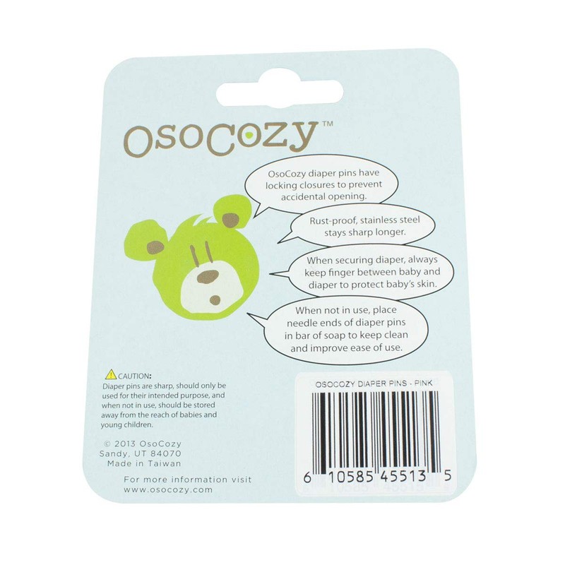 OsoCozy Diaper Pins - {Pink} - Sturdy, Stainless Steel Diaper