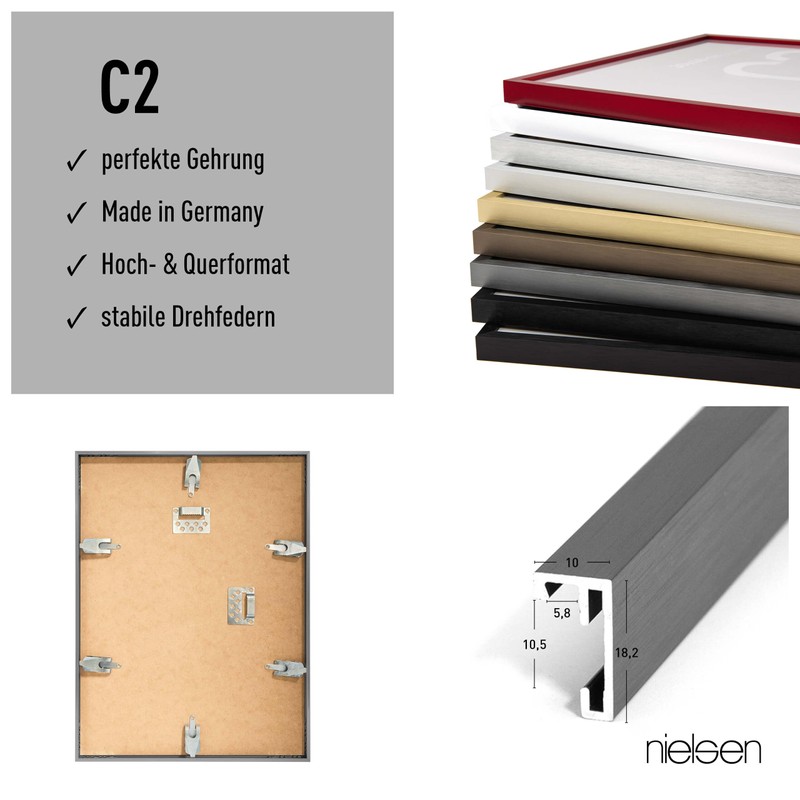 nielsen Bilderrahmen, 21 x 29,7 cm (A4), Aluminium, Grau matt,