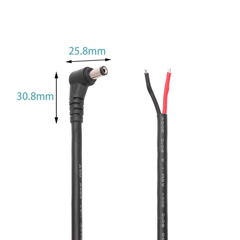 PENGLIN 2PCS 14AWG Right Angle DC Power Pigtails Cable, 5.5mm