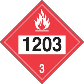 Accuform Hazard Class 3, 1203 (Gasoline), Adhesive Vinyl 4-Digit DOT Placard, 10.25" x 10.75", MPL733VS1