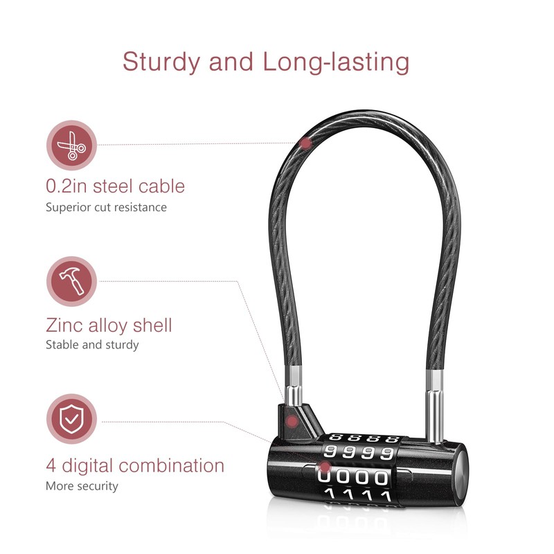 LOFICOPER Long Shackle Combination Lock, 4 Digit Combination Padlock, 6.8
