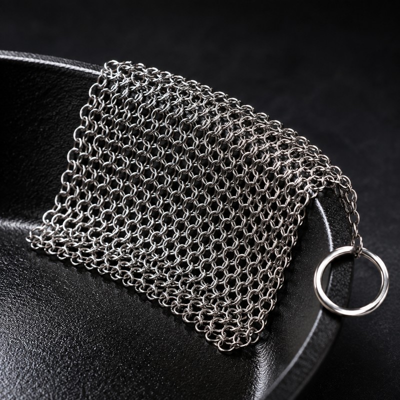 Stainless Steel Chainmail Scrubber for Cookware – Flexible Mesh Cleaner