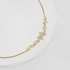 Meissa Schleifen-Charme-Armband für Mädchen Rosévergoldetes Armband 925 Sterling Silber Verstellbare Handkette Handgefertigt Jahrestag Weihnachtsgeschenke für Sie Mädchen Ehefrau, Gold