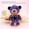 Bear Keychain Electroplate Long Bright Rhinestones Bear Keychain with Hook