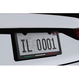 Italian Flag Colors Racing Style Carbon Fiber License Plate Frame