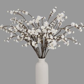 Geegoods 10 Stems White Babys Breath Artificial Flowers – Realistic Faux Fake Baby Breath Flowers Artificial Bulk for Indoor Home Floral Arrangement