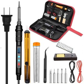 90W Wide Set Digital Display, Soldering Iron Set, Power Button Included, Soldering Desoldering Device, 180°C to 500°C, Soldering Iron, LCD Display, Digital Temperature Control (80W-Cord Type)