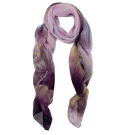 Humble Hilo Pattern Chiffon Scarf Sheer Lightweight Headband Accessory for Women (Water Lilies, Lavender)